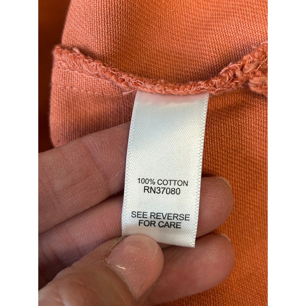 Versona Burnt Orange Raw Hem Button Down Shirt Jacket XL Terracotta Cotton - Picture 7 of 10